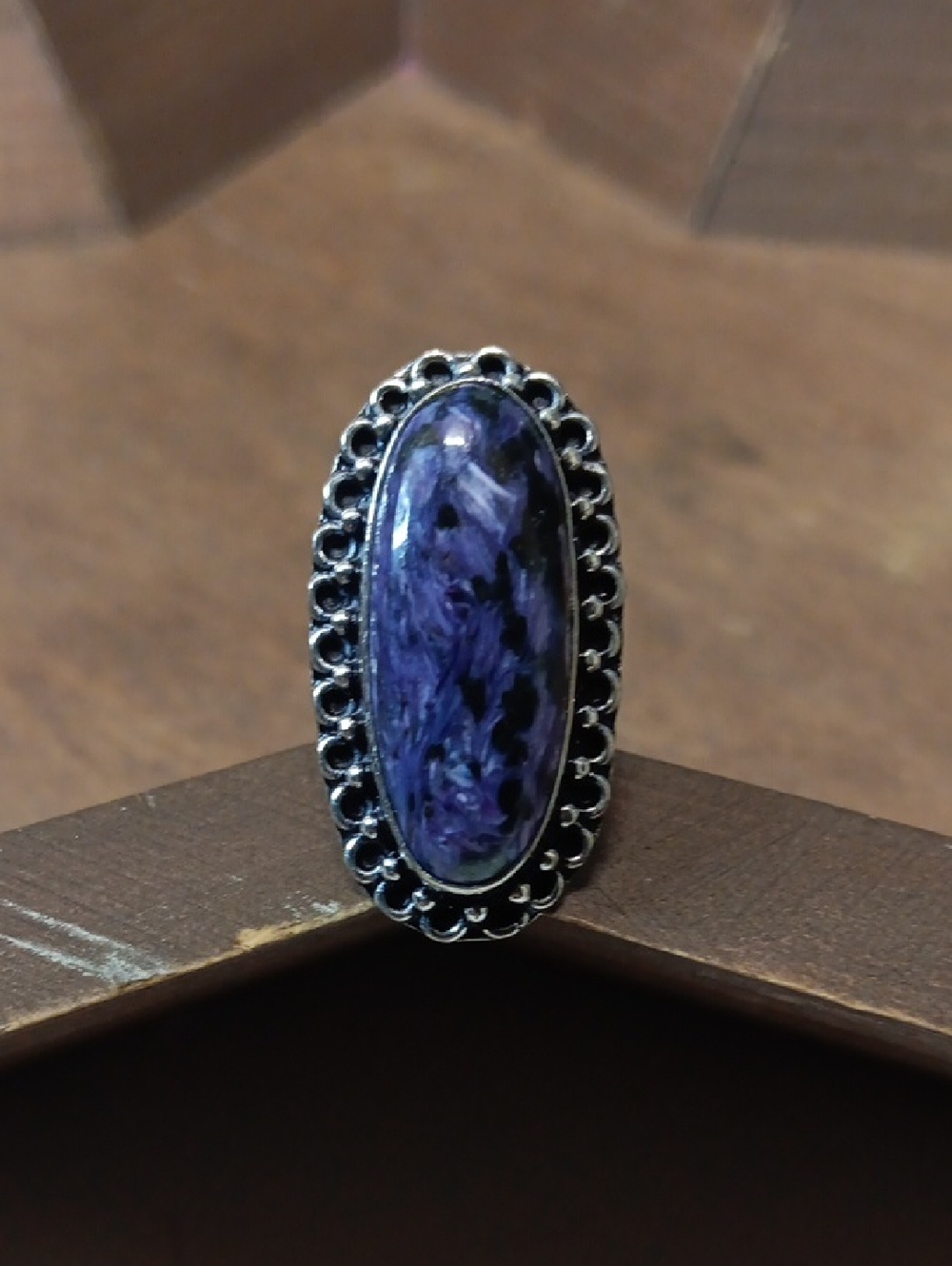 Elegant Purple Charoite Stone Oval Ring - Women Jewelry